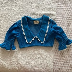 Fashion Brand Company Blue and White Olive Oyl Cropped Shirt